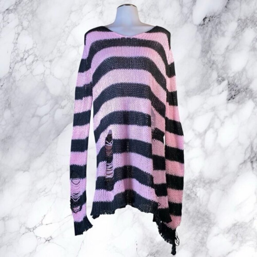 Dolls Kill Widow Rose Eternal Nightmare Distressed Sweater